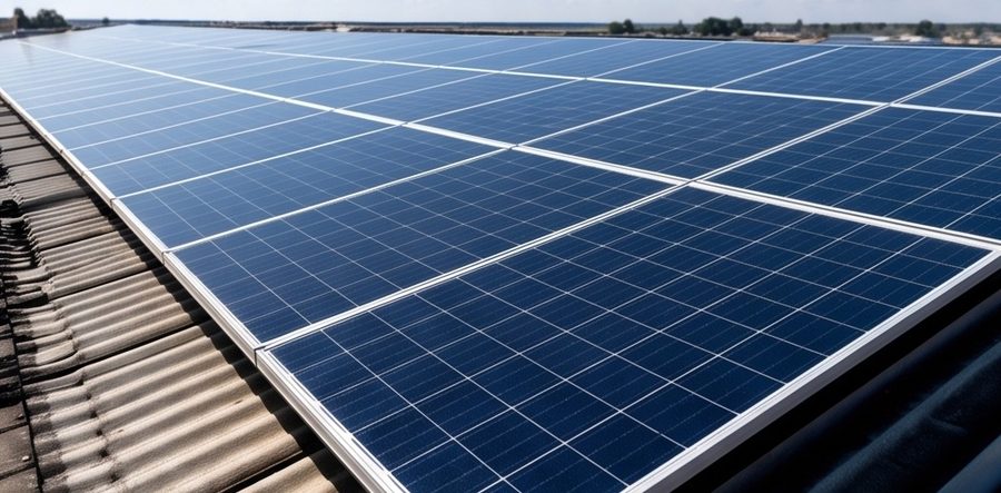 Dieselbe Anlage nach der Photovoltaikreinigung: saubere, tiefblaue Solarmodule